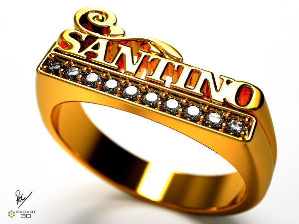 Santino con Ornatos oro amarillo 18k y brillantes www.pacart3d.com