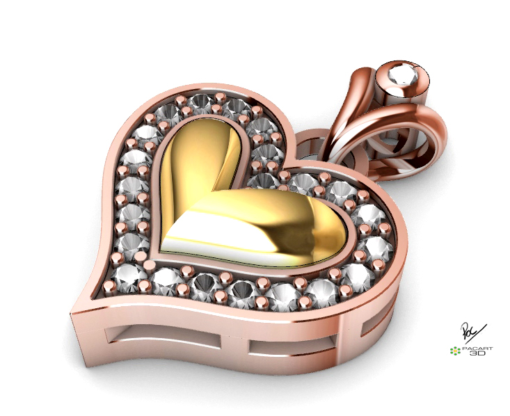 Oro rojo y amarillo corazon sin gemas pacart3d.com