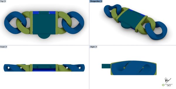 4 vistas en Cera sistema de cierre con tapa abierta www.pacart3d.com