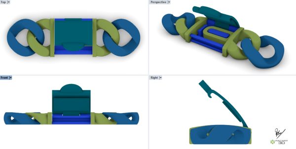 4 vistas en Cera sistema de cierre con tapa abierta www.pacart3d.com