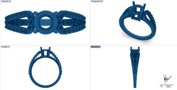 Anillo de Compromiso en cera de modelaje www.pacart3d.com