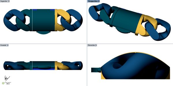 sistema de cierre con eslabones en cera y resina www.pacart3d.com