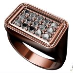 Anillo rectangular oro rojo con brillantes www.pacart3d.com