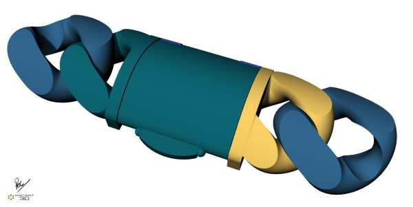 sistema de cierre con eslabones en cera y resina www.pacart3d.com