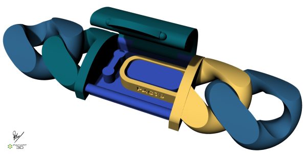 sistema de cierre con eslabones en cera y resina www.pacart3d.com