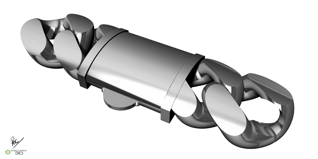 Sistema de Cierre con eslabones de 18mm ALmendra tipo Cubano color blanco www.pacart3d.com