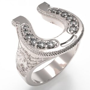 Anillo de Herradura con Caballo para descargar en formato stl y Obj www.pacart3d.com