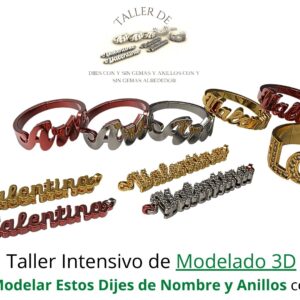 Curso de Modelado de Dijes de Nombre con y sin gemas y Modelado de anillos de nombre alrededor con y sin gemas www.pacart3d.com